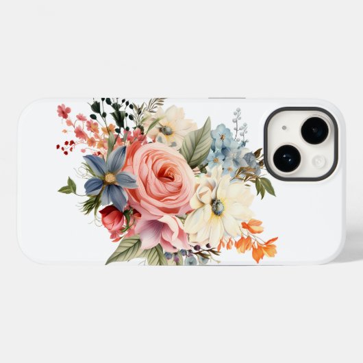 Weißkranztelefon mit Rosenstrauß Case-Mate iPhone Hülle (Rückseite (Horizontal))