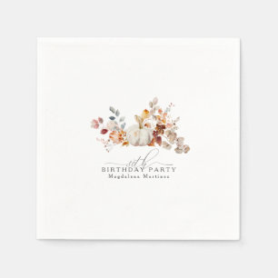 Weißkürbis-Fall-Blume des 80. Geburtstags Serviette