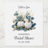 Weißkürbis fallen in Liebe Brautparty Weinetikett (Einzelnes Label)