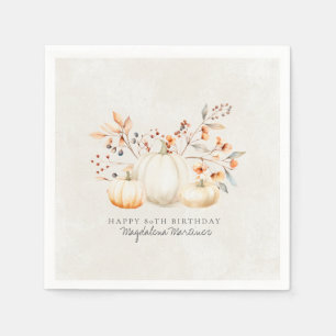 Weißkürbis-Herbstlaub zum 80. Geburtstag Serviette
