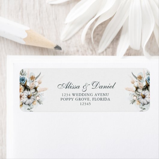 Weißkürbis mit Wildblumen Rücksendeadresse (Insitu)