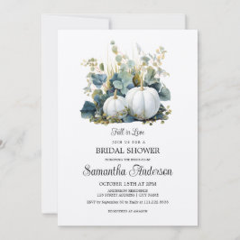 Weißkürbis und Eukalyptus-Grüntöne Brautparty Einladung