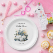 Weißkürbis und Eukalyptus-Grüntöne Brautparty Pappteller (Party)