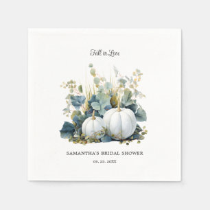 Weißkürbis und Eukalyptus-Grüntöne Brautparty Serviette