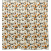 Weißkürbis und Orangefarbene Blume fallen Duschvorhang (Vorderseite)