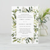 WEISSLEAFENRAHMEN GREEN FOLIAGE WATERCOLOR WEDD EINLADUNG (Stehend Vorderseite)