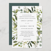 WEISSLEAFENRAHMEN GREEN FOLIAGE WATERCOLOR WEDD EINLADUNG (Vorne/Hinten)