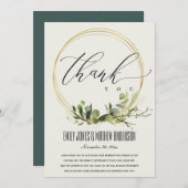 WEISSLEAFY GREEN GOLD FOLIAGE WATERCOLOR WEDD DANKESKARTE (Vorne/Hinten)