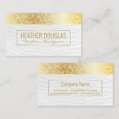 Weißleder | Goldtexturmuster Visitenkarte (Vorne/Hinten)