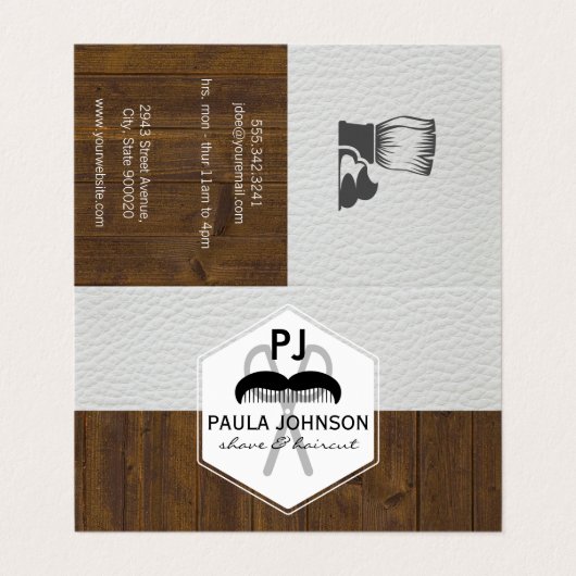 Weißleder Holzvariante Frischhalteblech Visitenkarten (Außenseite Aufgefaltet)