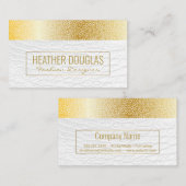 Weißleder | Metallisches Gold | Geometrisches Rund Visitenkarte (Vorne/Hinten)