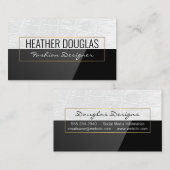 Weißleder | Schwarzer Hochglanz Visitenkarte (Vorne/Hinten)