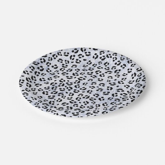Weißleopard Pappteller (Schrägansicht)