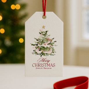 Weißliches Wasserfarben-Weihnachtsbaum-Geschenk-An Geschenkanhänger