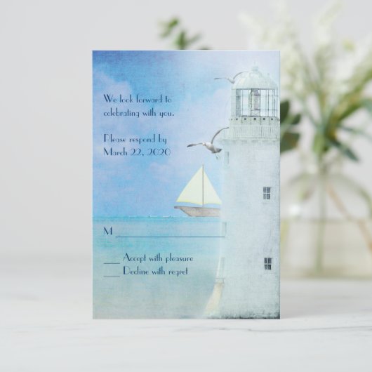 Weißlichtthaus Hochzeit RSVP Einladung (Stehend Vorderseite)