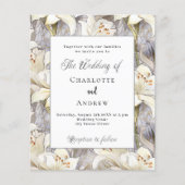 Weißlilien Silber Budget Hochzeitseinladung Flyer (Vorne)