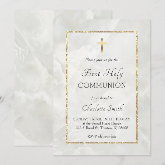 Weißmarmor Erste Einladung (Vorne/Hinten)