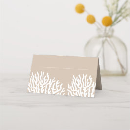 Weißmeerkoralle und Cyan Blauer Name Platzkarte