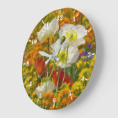 Weißmohn, die um die farbenfrohen Blume wachsen Große Wanduhr (Winkel)