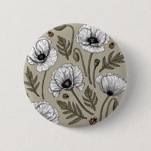 Weißmohn und Ladybugs Button