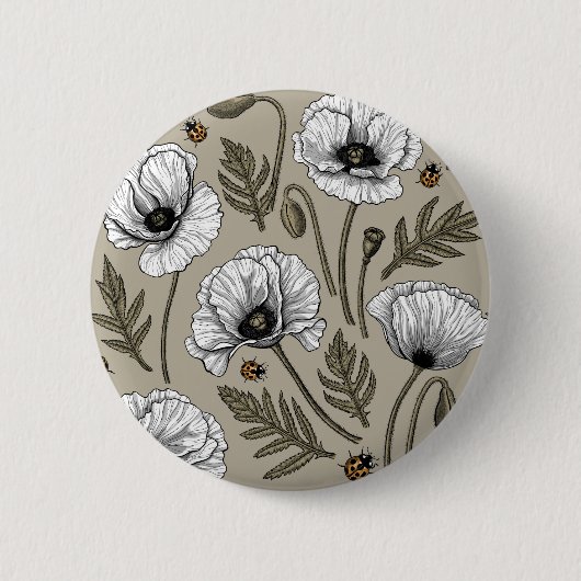 Weißmohn und Ladybugs Button (Vorderseite)