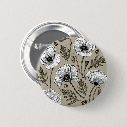 Weißmohn und Ladybugs Button (Vorne & Hinten)