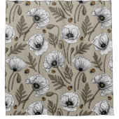 Weißmohn und Ladybugs Duschvorhang (Vorderseite)