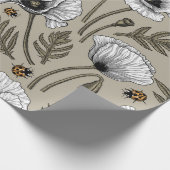 Weißmohn und Ladybugs Geschenkpapier (Ecke)