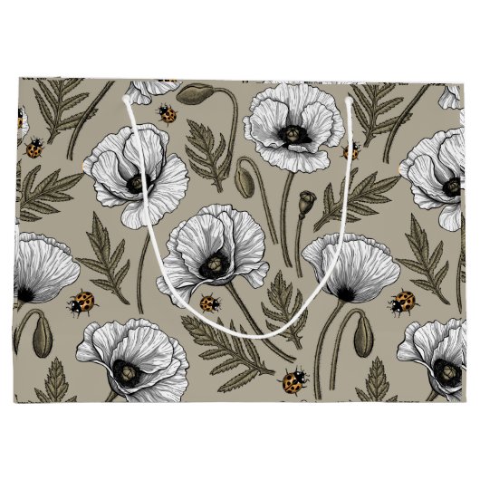 Weißmohn und Ladybugs Große Geschenktüte (Rückseite)