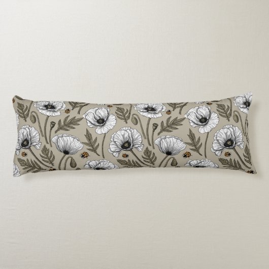 Weißmohn und Ladybugs Seitenschläferkissen (Rückseite)