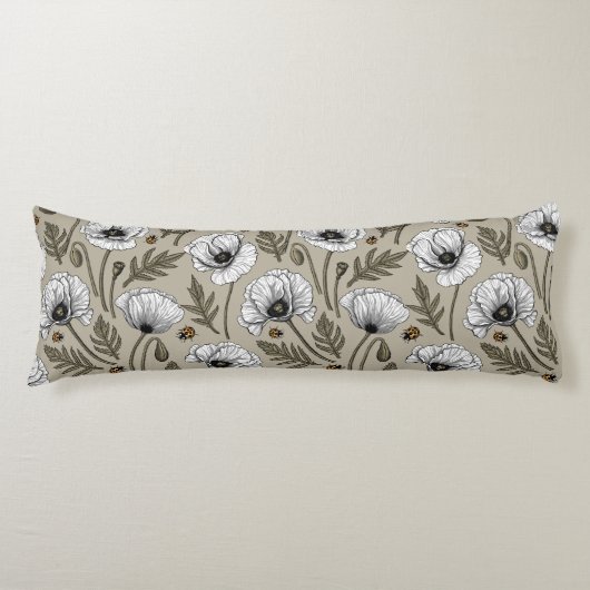 Weißmohn und Ladybugs Seitenschläferkissen (Vorderseite)