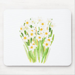 Weißnarkissen Blume Aquarell 2022 Mousepad