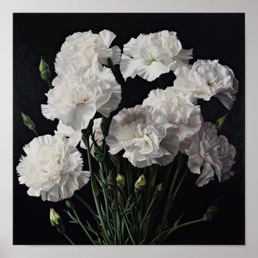 Weißnelken Blume Art Print Poster (Vorne)