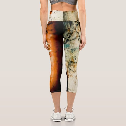 Weißorange Coole Wandgraffiti Capri Leggings (Rückseite)