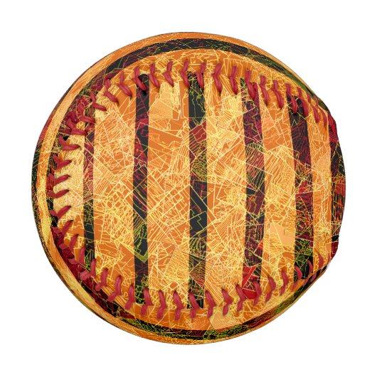 Weißorange Streifen und kleine Quadrate in Linien Baseball (Vorderseite Links)