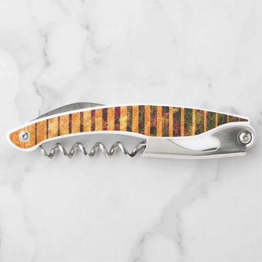 Weißorange Streifen und kleine Quadrate in Linien Kellnermesser (Rückseite)