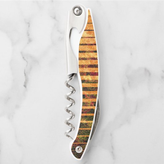 Weißorange Streifen und kleine Quadrate in Linien Kellnermesser (Vorderseite)