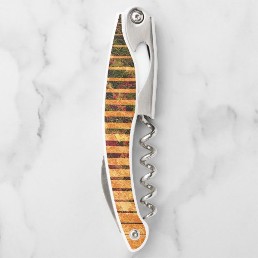 Weißorange Streifen und kleine Quadrate in Linien Kellnermesser (Rückseite)