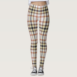 Weißorangefarbener Riesengebirge Tartan Kariert Leggings