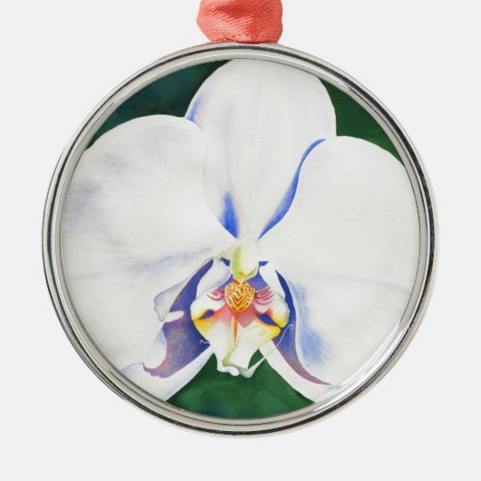 Weißorchid Silbernes Ornament (Vorne)