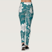 Weißorientalische Blume Leggings (Rückseite)