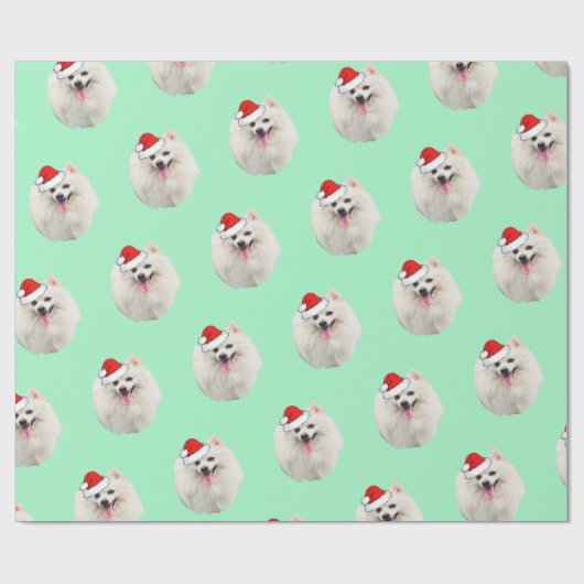 Weißpekingese mit Weihnachtsmannmütze Geschenkpapier (Flach)