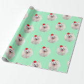 Weißpekingese mit Weihnachtsmannmütze Geschenkpapier (Ungerollt)