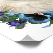 Weißpekingisch mit Stiefmütterchen Poster (Ecke)