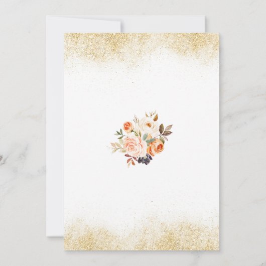 Weißpfirsich und Goldmedaille fallen in Liebe Baby Einladung (Rückseite)