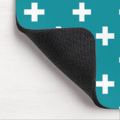 Weißpolka kreuzt aquamarin mousepad (Ecke)