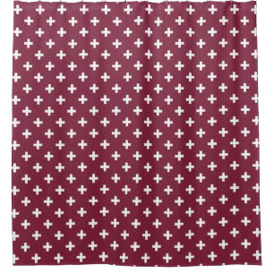 Weißpolka kreuzt auf Maulbeere Duschvorhang