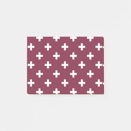 Weißpolka kreuzt auf Maulbeere Post-it Klebezettel (Vorderseite)