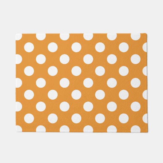 Weißpolka-Punkte auf Bernstein Fußmatte (Vorderseite)
