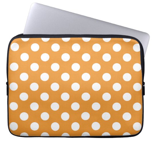 Weißpolka-Punkte auf Bernstein Laptopschutzhülle (Vorderseite)